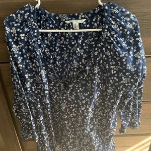 Old Navy blue with small white flowers; size XXL